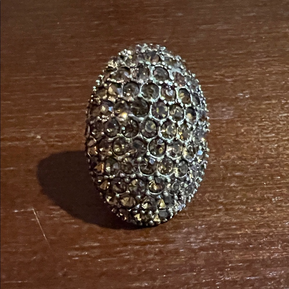 LOFT Silver and Black Crystal Ring